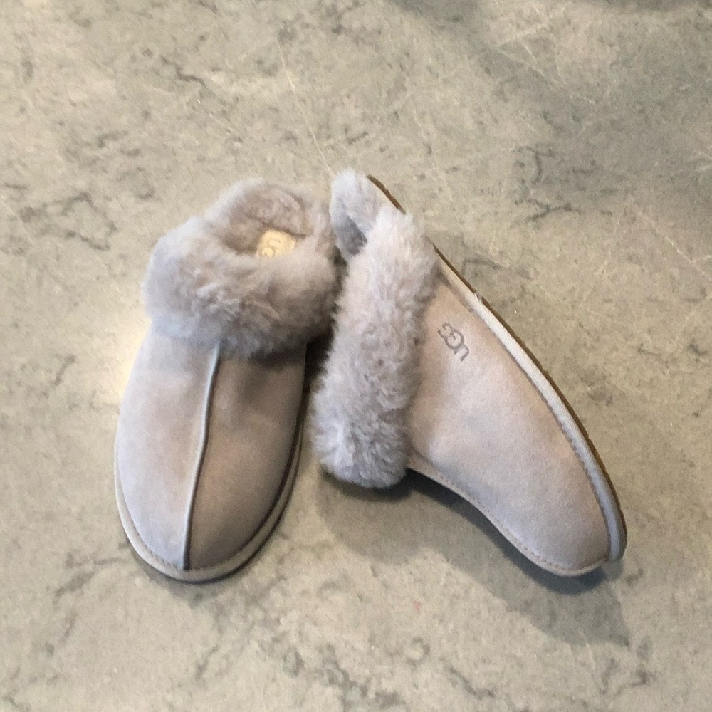 UGG Gray Cozy Suede Slippers